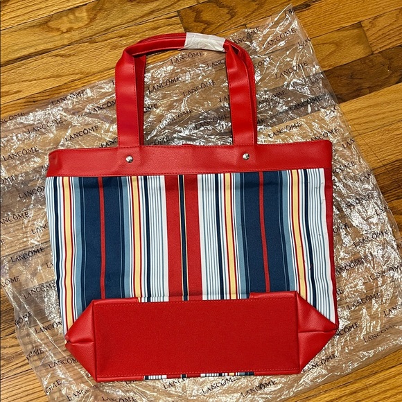 Lancome Handbags - Lancome Red and Striped Tote Bag